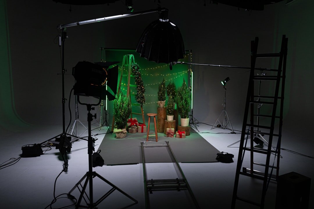 Studio lighting setup for video production